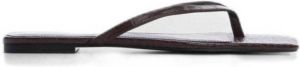 Mango teenslippers met crocoprint bruin