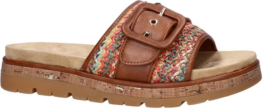 Marco Tozzi slippers met profielzool cognac - Foto 3