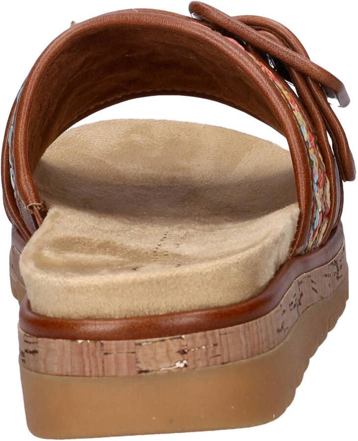Marco Tozzi slippers met profielzool cognac - Foto 2