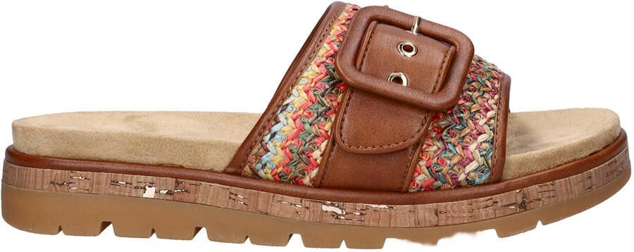 Marco Tozzi slippers met profielzool cognac