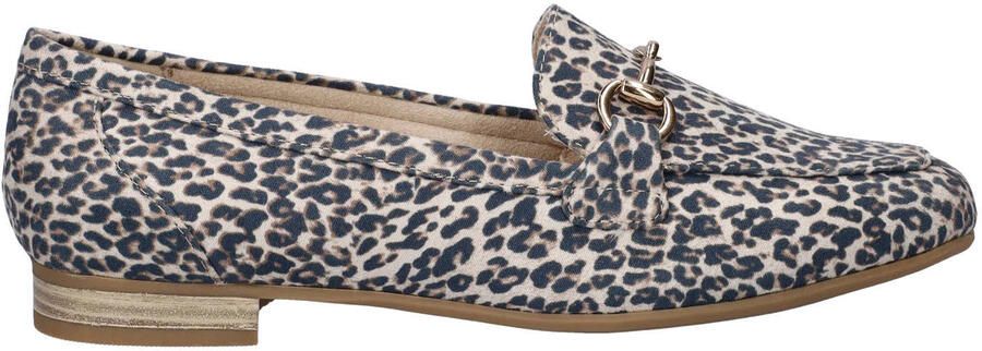 Marco Tozzi suède loafers met panterprint met siergesp zwart beige