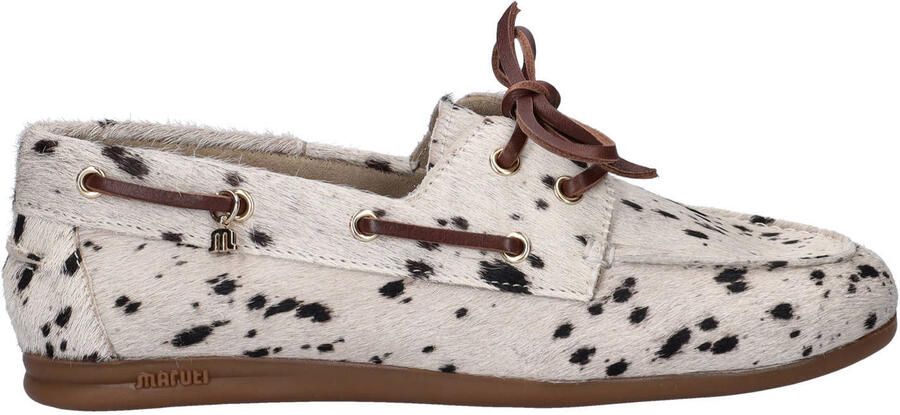 Maruti Eliza leren bootschoenen met ponyhair wit zwart