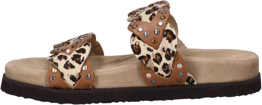 Maruti Evie slippers met panterprint beige cognac - Foto 3