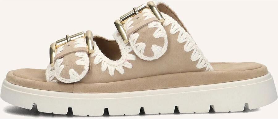 Maruti Beige Suède Chunky Sole Slippers