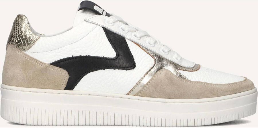 Maruti Witte leren sneakers met beige suède