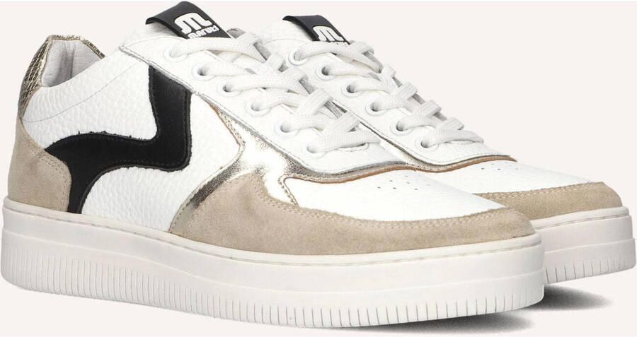 Maruti Witte leren sneakers met beige suède - Foto 2
