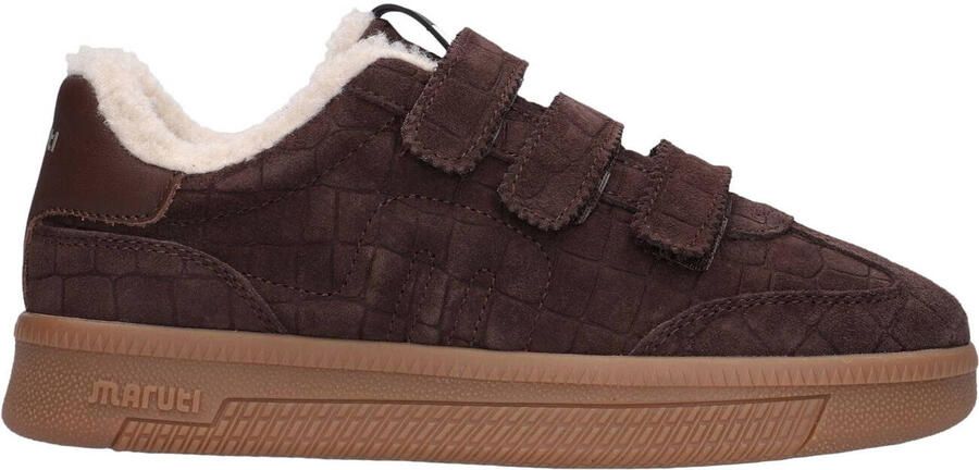 Maruti Yana Suede Brown D00 Sneakers Bruin Suede Dames Klittenbandsluiting Bruin