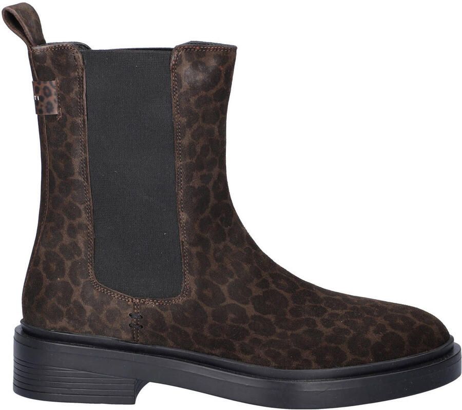 Maruti suède chelsea boots met panterprint donkerbruin zwart