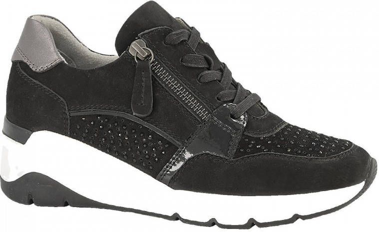 Medicus Dames Zwarte nubuck leren sneaker strass - Schoenen.nl