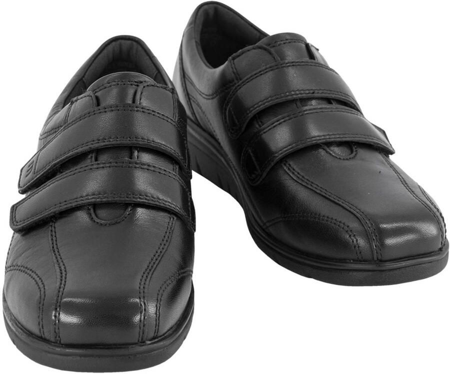 Medicus Zwarte leren comfort sneaker klittenband