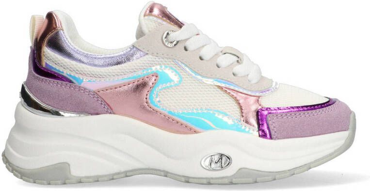 Mexx Kids XX825100-777 Meisjes Lage Sneakers Paars Blauw Wit Leer Veters