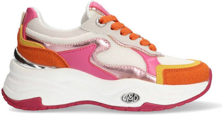 Mexx Kids XX825100-735 Meisjes Lage Sneakers Oranje Roze Wit Leer Veters