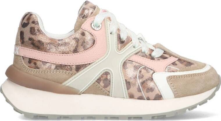 Mexx Kids XX825250-506 Meisjes Lage Sneakers Beige Print Roze Leer Veters