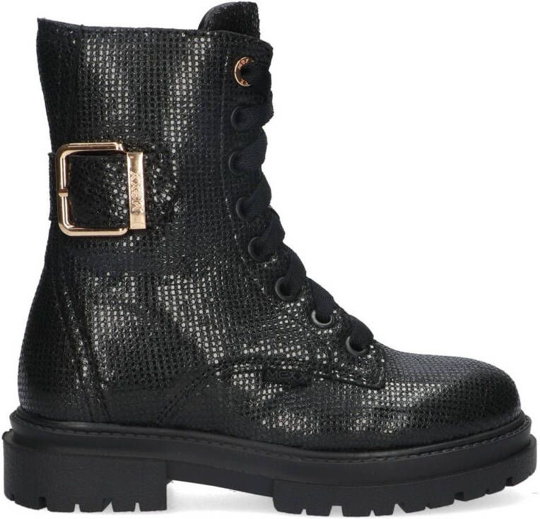 Mexx Kids XX824553-989 Meisjes Enkellaarsjes Zwart Leer Veters