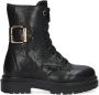 Mexx Kids XX824553-989 Meisjes Enkellaarsjes Zwart Leer Veters - Thumbnail 1