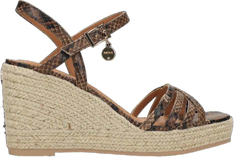Mexx espadrilles met slangenprint cognac