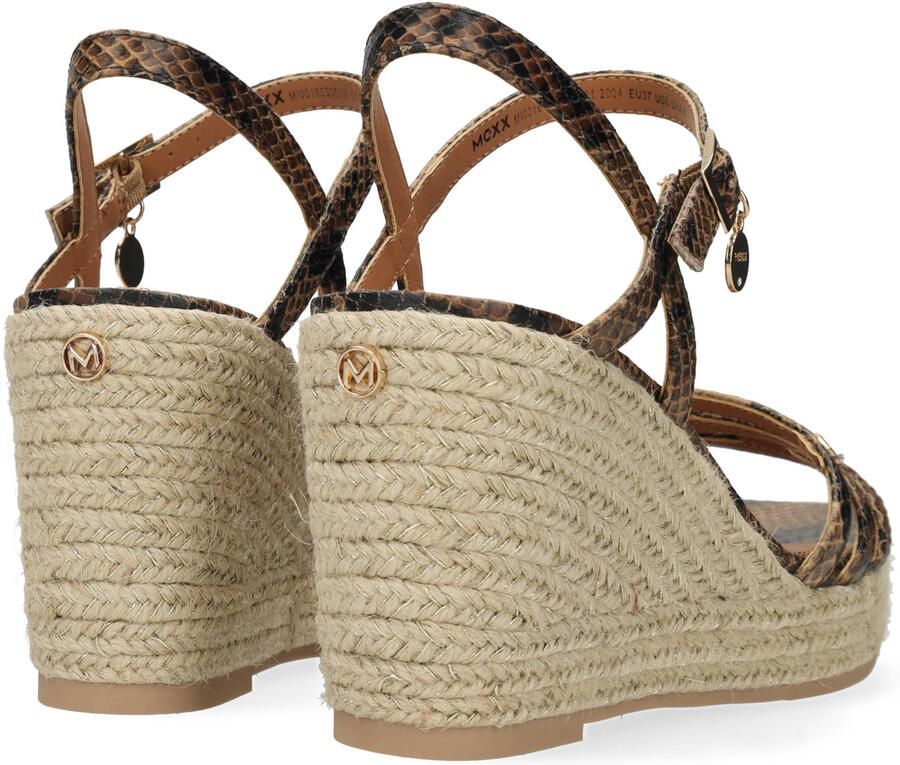 Mexx espadrilles met slangenprint cognac - Foto 2