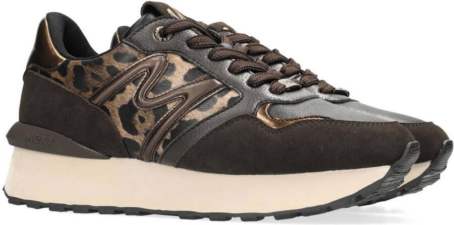 Mexx Juju Humper leren sneakers zwart brons panter