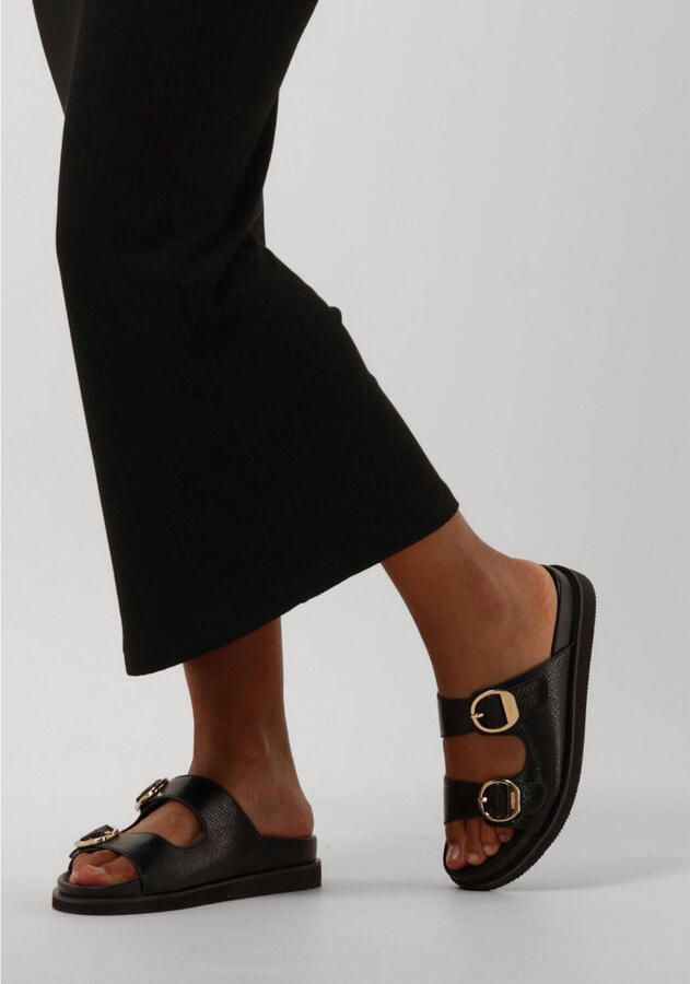 Mexx Zwarte Leatherlook Reptielenprint Slippers - Foto 2