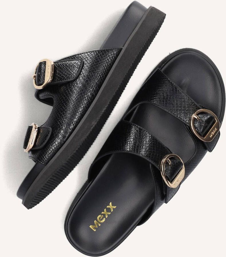 Mexx Zwarte Leatherlook Reptielenprint Slippers - Foto 3