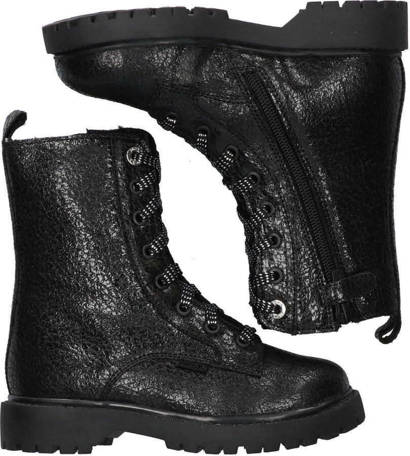 Mexx Kids XX825571-989 Meisjes Biker Boots Zwart Leer Veters - Foto 2