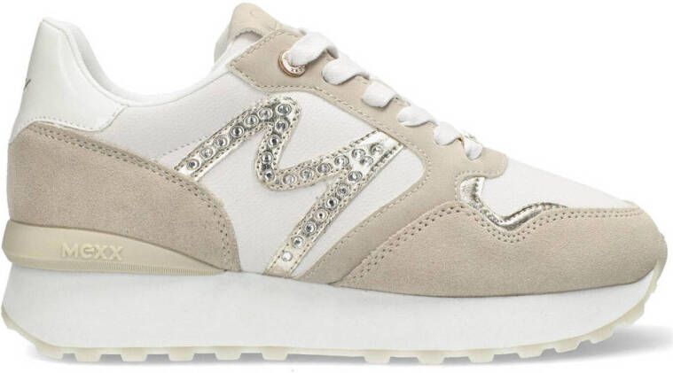 Mexx suede sneakers wit beige