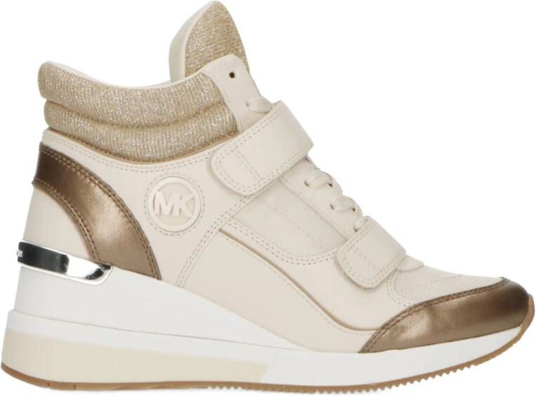 Michael Kors Gentry Leather And Glitter Chain Mesh High-Top Wedge Trainer
