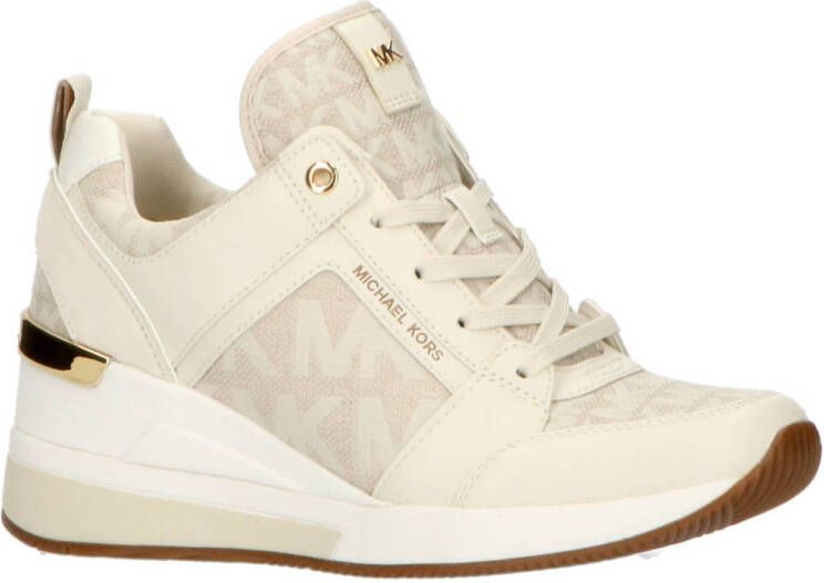 Michael Kors Georgie Trainer leren sneakers met sleehak crème