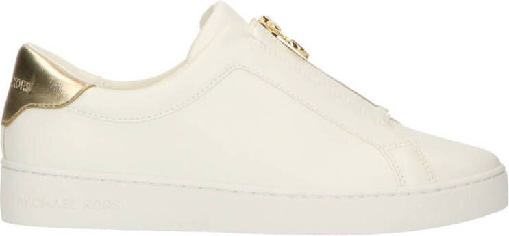 Michael Kors Keaton zip slip on sneakers wit goud