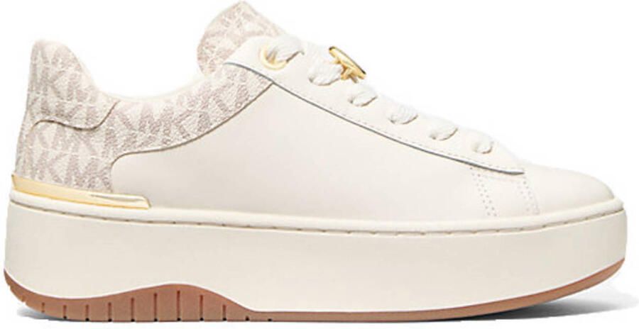 Michael Kors Dottie lace up leren sneakers ecru beige