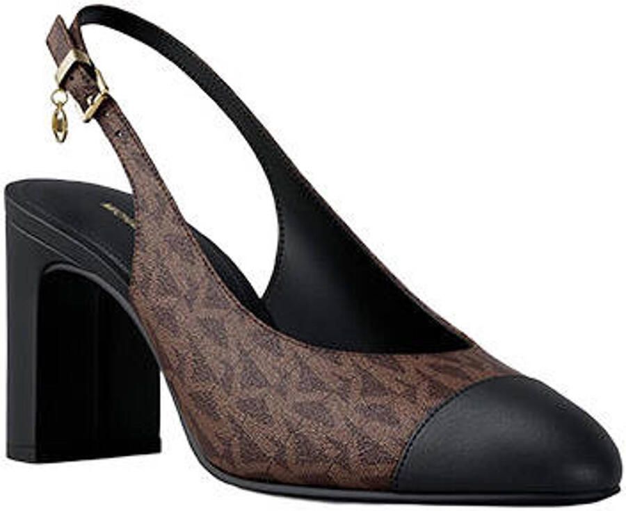 Michael Kors katoenen slingback pumps met blokhak bruin zwart - Foto 2