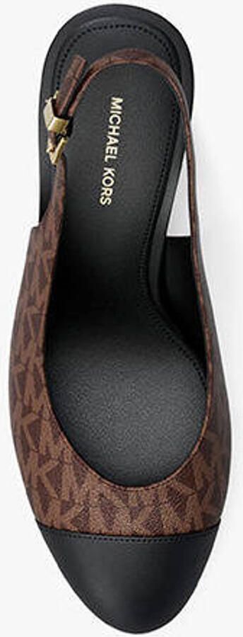 Michael Kors katoenen slingback pumps met blokhak bruin zwart - Foto 3