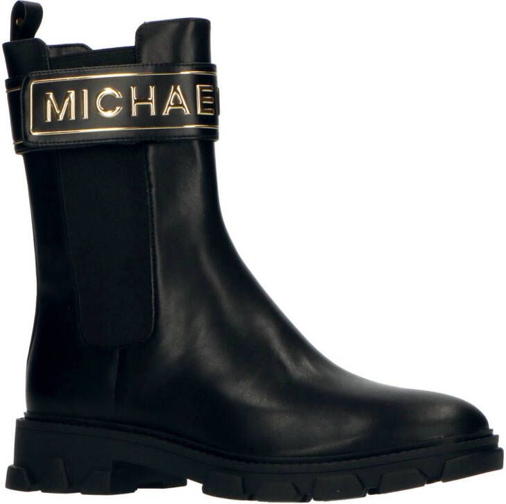 Michael Kors Ridley Strap Chelsea leren chelsea boots zwart