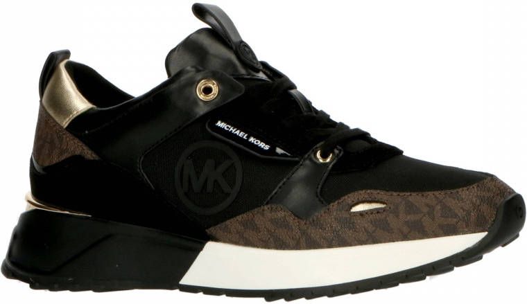Michael Kors Theo leren sneakers zwart bruin