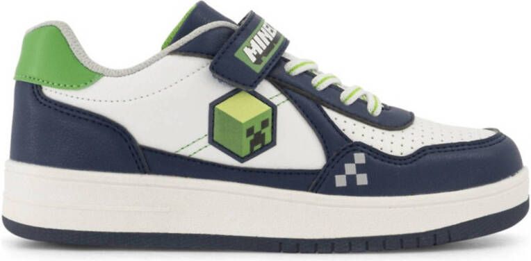Minecraft sneakers wit donkerblauw