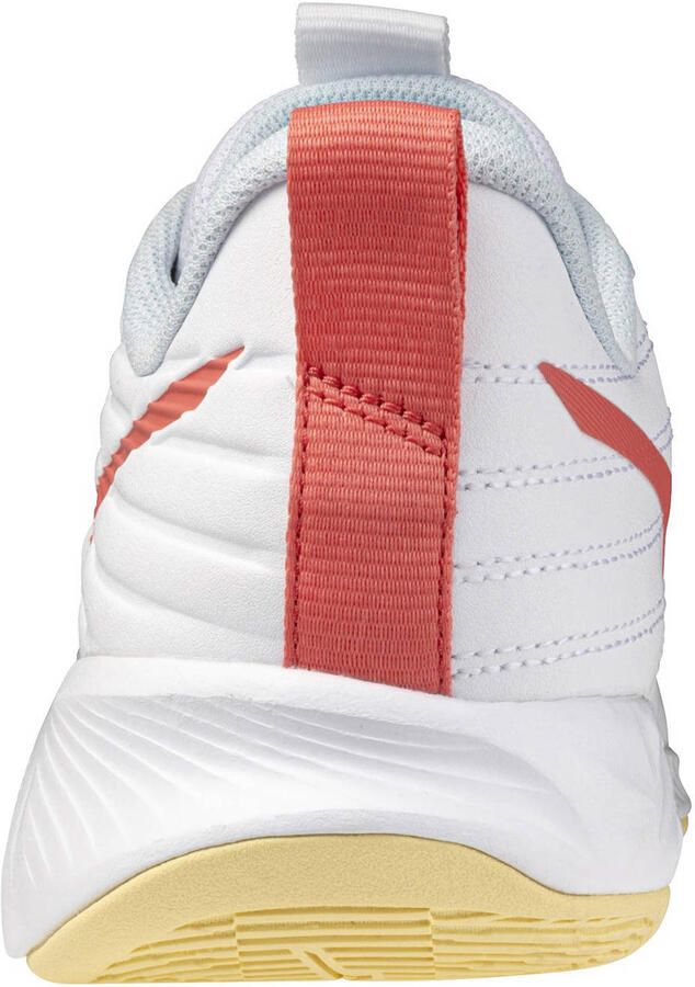 Mizuno Wave Momentum Pro WOS zaalsportschoenen wit koraalrood lichtgeel