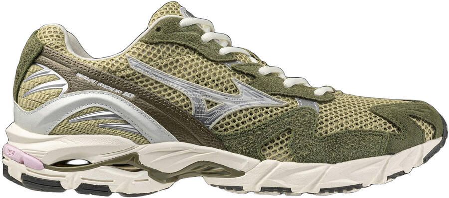 Mizuno Wave Rider 10 mesh sneakers ecru lichtgeel groen