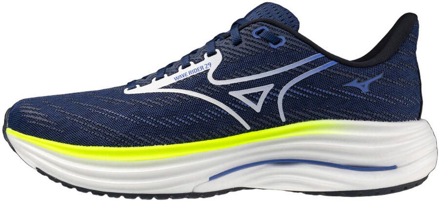 Mizuno Wave Rider 29 hardloopschoenen donkerblauw wit geel - Foto 2