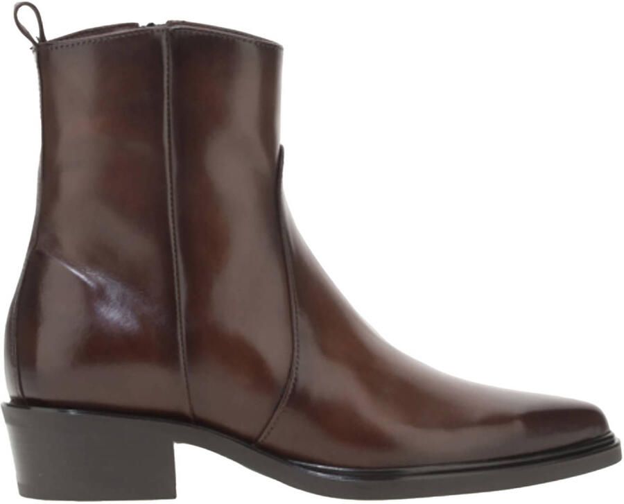 Mjus Mary leren enkellaarzen kastanjebruin