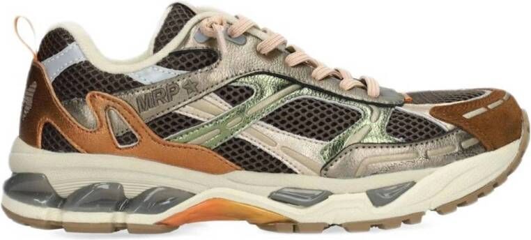 MRP dames sneakers Snatch suède leder en mesh bruin brons en groen