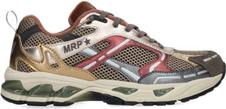 MRP dames sneakers Snatch suède leder en mesh bruin brons en bordo