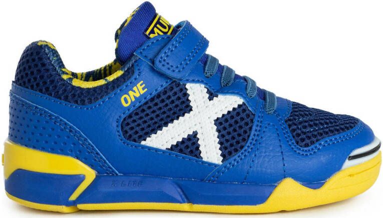 Munich One Jr. zaalvoetbalschoenen One blauw geel Imitatieleer 34