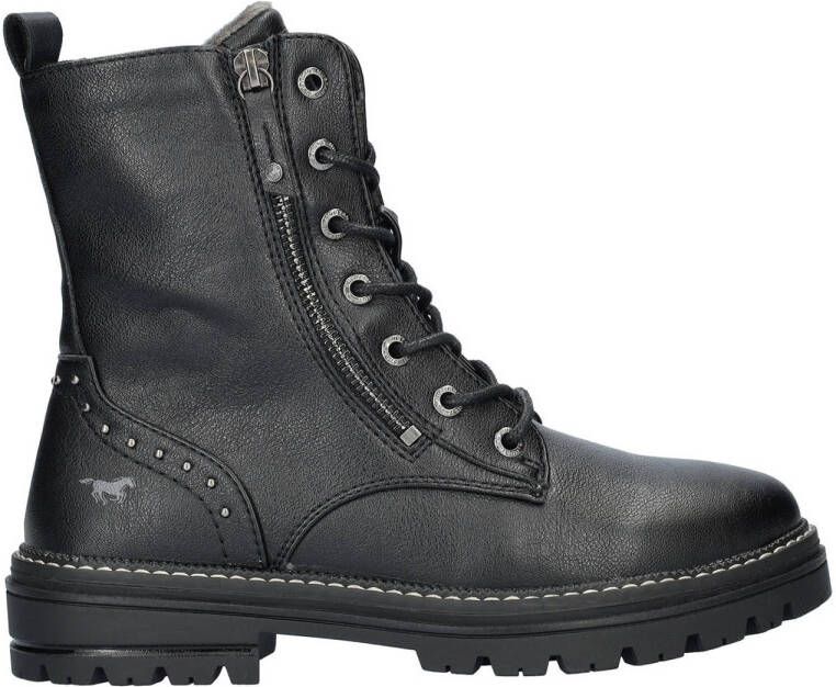 Mustang gevoerde veterboots zwart