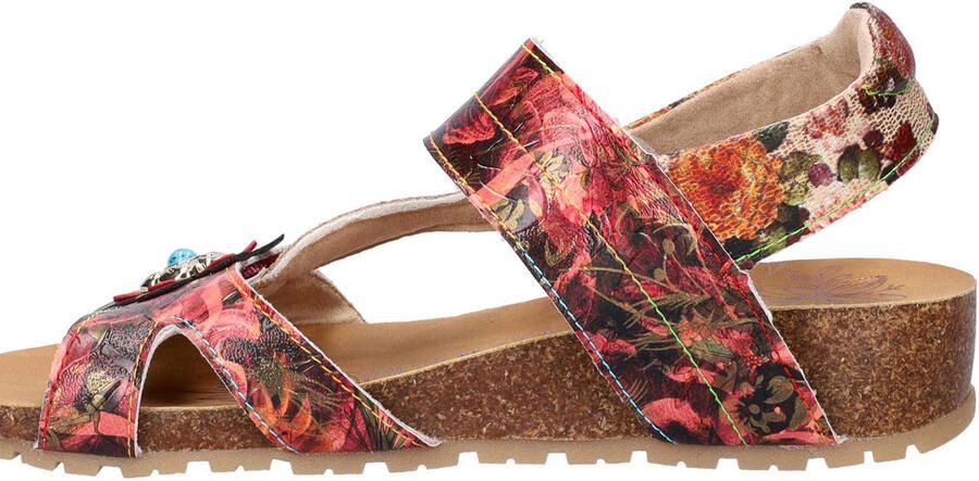 Mustang imitatieleren gebloemde sandalen met sleehak rood meerkleurig - Foto 2