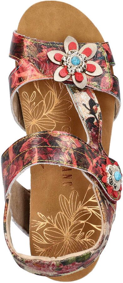 Mustang imitatieleren gebloemde sandalen met sleehak rood meerkleurig - Foto 3