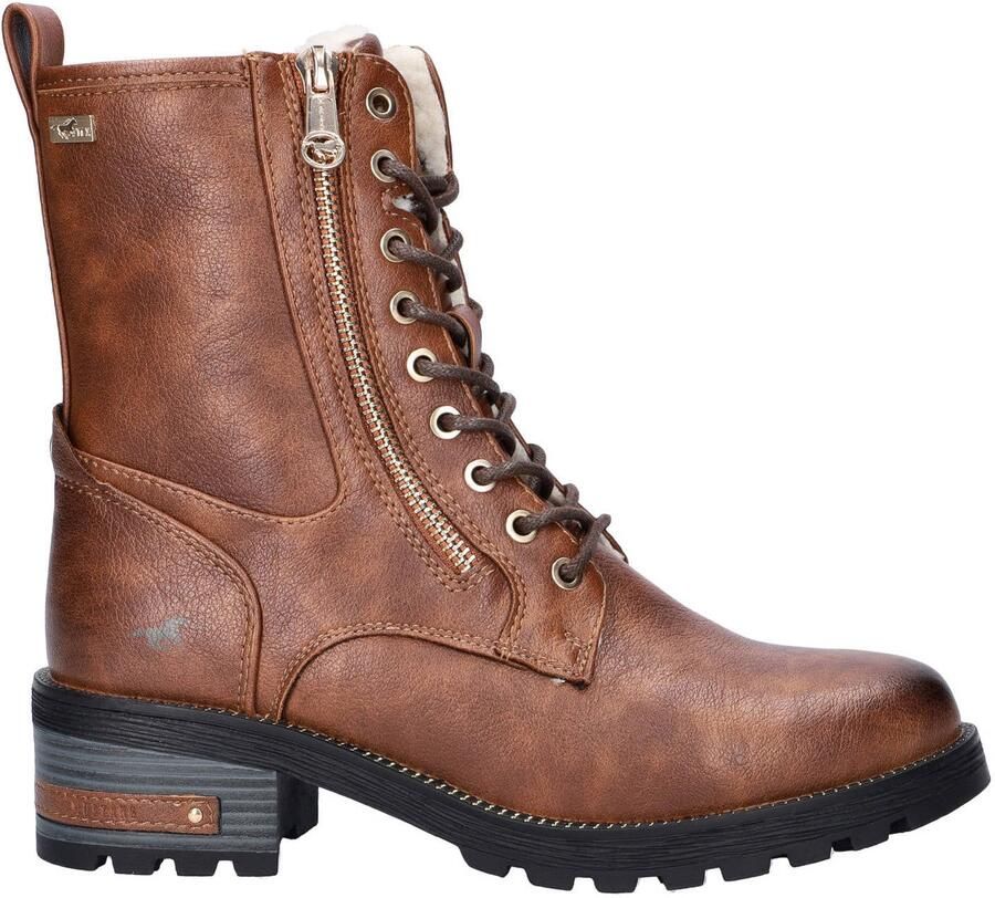 Mustang imitatieleren leren veterboots blokhak cognac