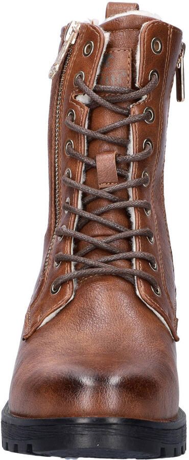Mustang imitatieleren leren veterboots blokhak cognac - Foto 2