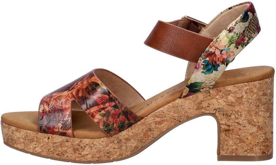 Mustang imitatieleren sandalen met blokhak bruin meerkleurig - Foto 3