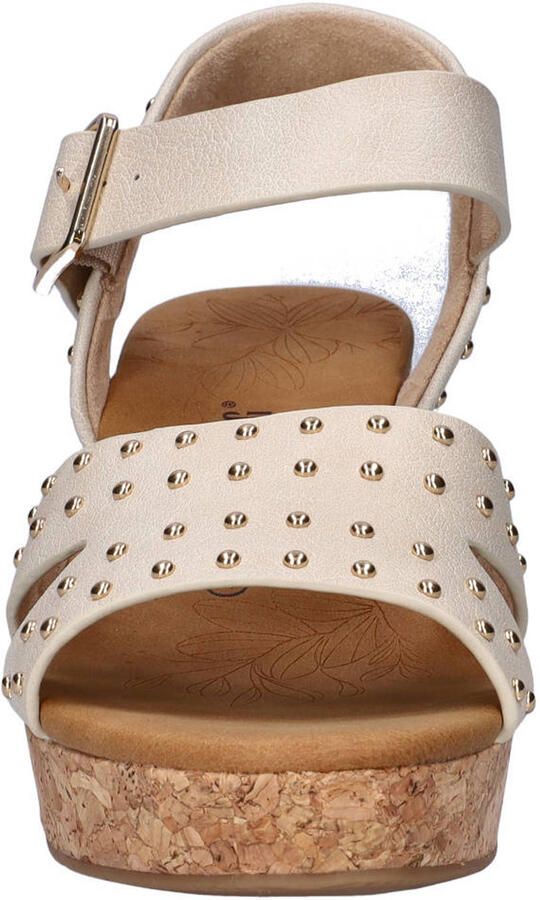 Mustang imitatieleren sandalen met blokhak ecru - Foto 2