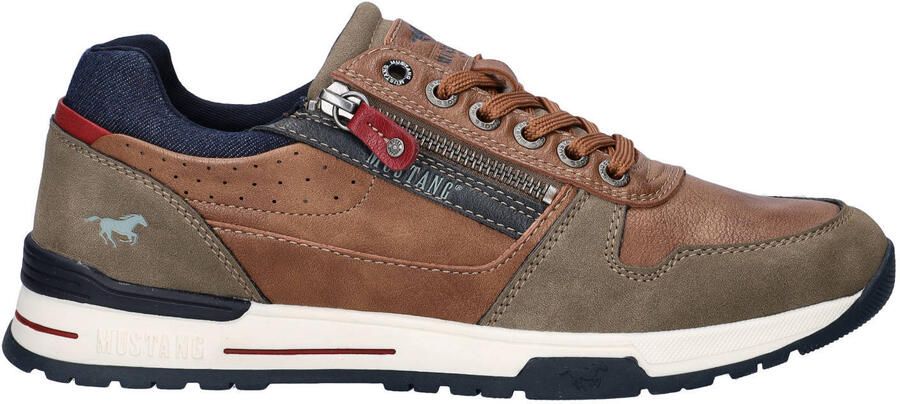 Mustang imitatieleren sneakers cognac